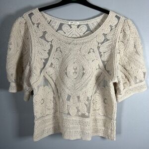 Cream Crochet peek a boo Top